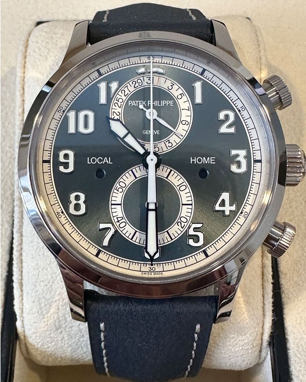 2023 Patek Philippe Calatrava Pilot Travel Time Flyback 42MM Blue Dial Leather Strap (5924G-001)