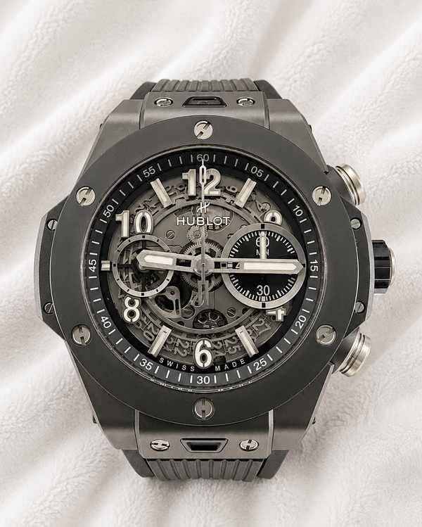 (Working) 2022 Hublot Big Bang Unico Black Magic 44MM Skeleton Dial Rubber Strap (421.CI.1170.RX)