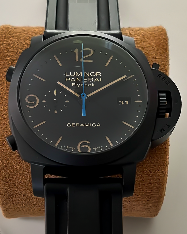 2015 Panerai Luminor Ceramica 44MM Black Dial Rubber Strap (PAM00580)