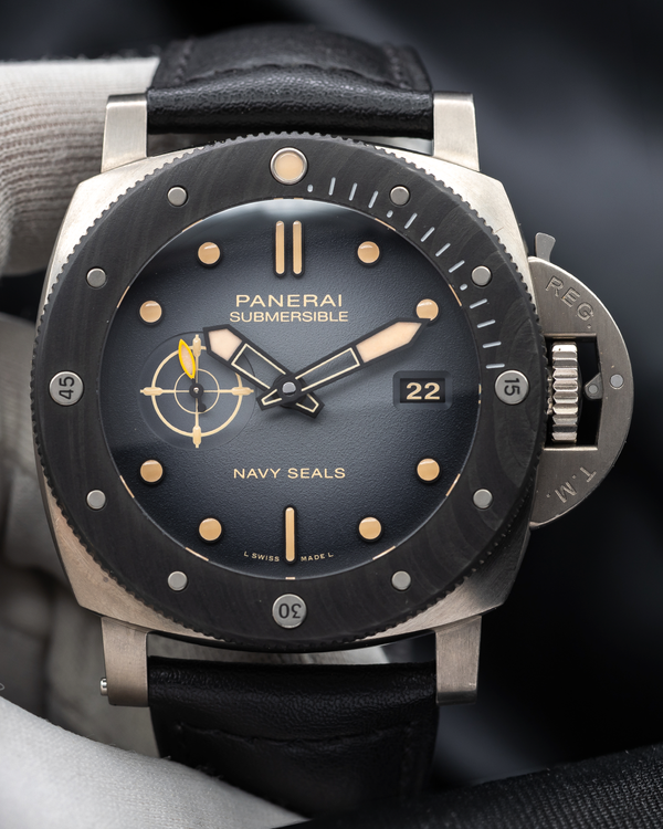 2024 Panerai Submersible "Navy SEALs" L.E. 47MM Black "Shaded" Dial Leather Strap (PAM01669)
