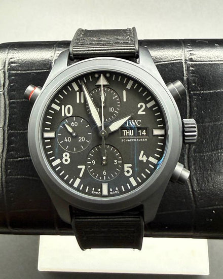 2022 IWC Schaffhausen Pilot Double "Top Gun" 44MM Black Dial Textile Strap (IW371815)