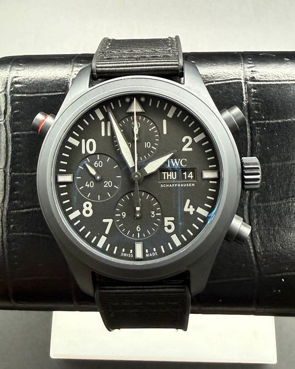 2022 IWC Schaffhausen Pilot Double "Top Gun" 44MM Black Dial Textile Strap (IW371815)