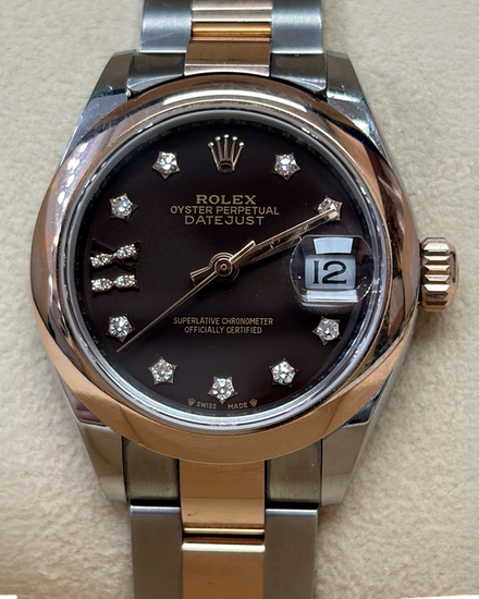 2019 Rolex Lady-Datejust 28MM Chocolate Dial Two-Tone Oyster Bracelet (279161)