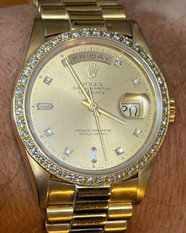 Rolex Day-Date 36MM Champagne Dial Yellow Gold President Bracelet (18348)