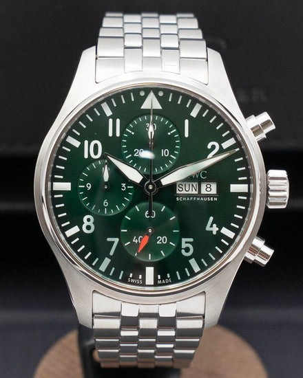 2024 IWC Schaffhausen Pilot Chronograph 43MM Green Dial Steel Bracelet (IW378006)