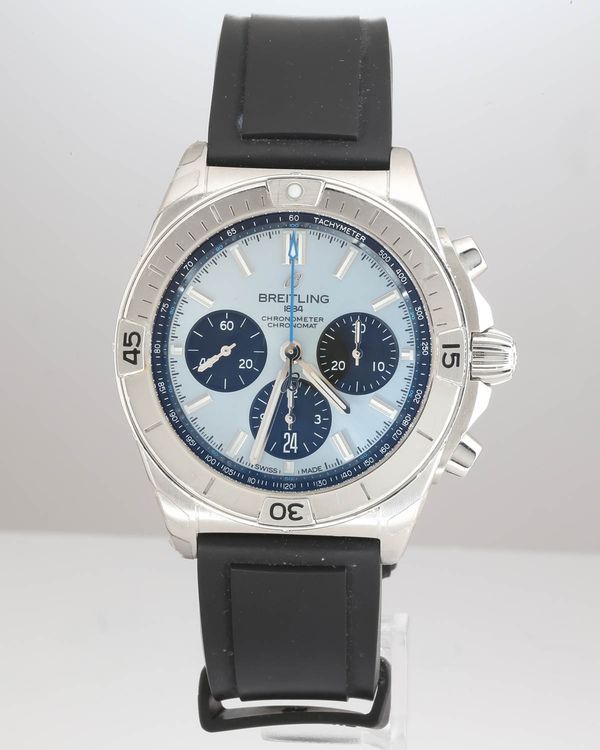 No Reserve - 2024 Breitling Chronomat B01 42MM Ice Blue Dial Rubber Strap (PB0134101C1S1)