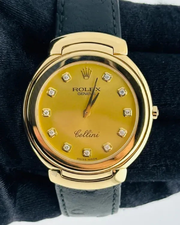 1998 Rolex Cellini 37MM Champagne Dial Leather Strap (6623/8)