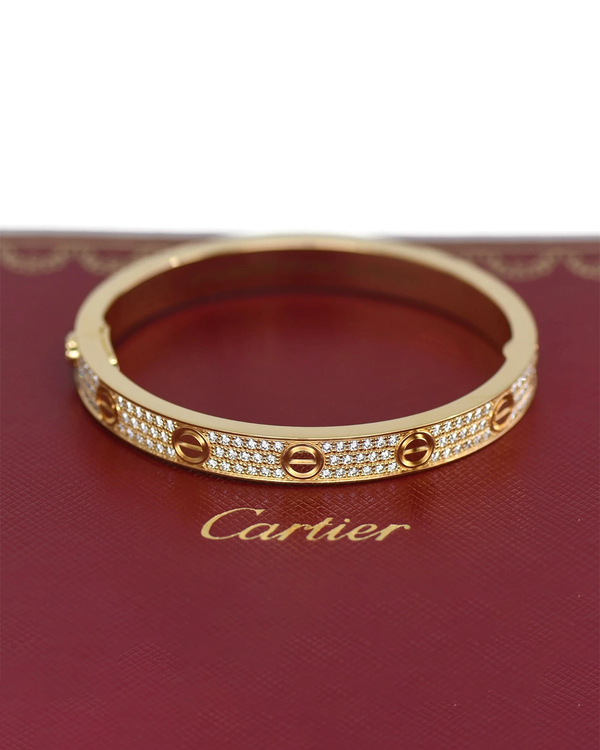 2026 Cartier Love Classic Bracelet 16CM Yellow Gold Diamond Pave Bracelet (Love)