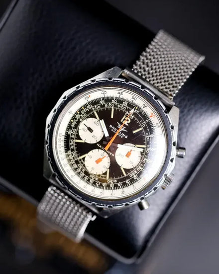 Breitling Navitimer Vintage 48MM Black Dial Aftermarket Steel Bracelet (816)