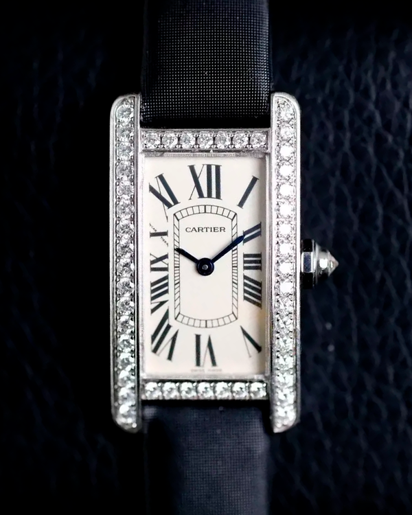Cartier Tank Américaine 19MM Quartz White Dial Leather Strap (WB707331)
