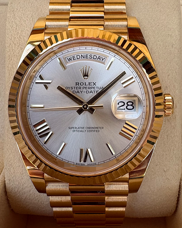 2017 Rolex Day-Date 40MM Silver Dial Yellow Gold President Bracelet (228238)
