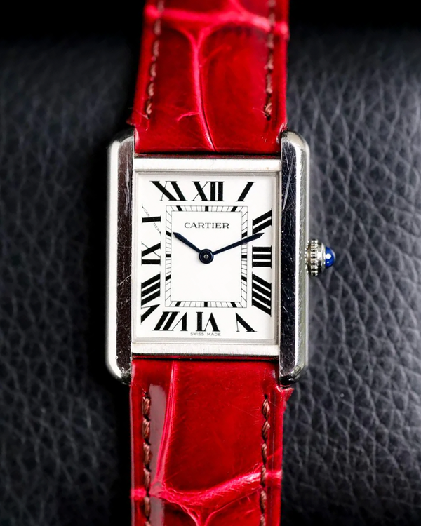 Cartier Tank Solo 24MM Quartz White Dial Leather Strap (W5200005)