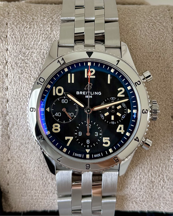 2023 Breitling Classic Avi Chronograph P-51 Mustang 42MM Black Dial Steel Bracelet (A233803A1B1A1)