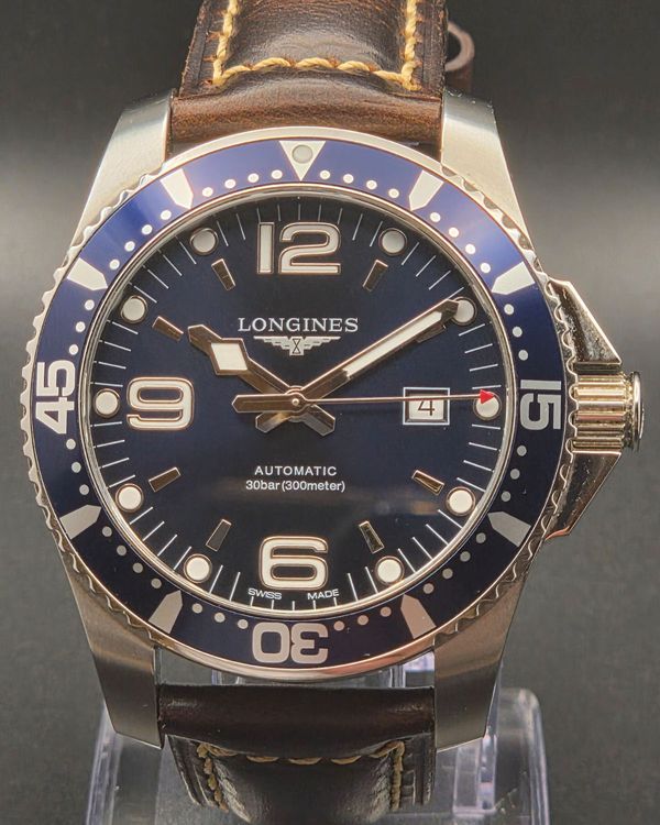 Longines HydroConquest 44MM Blue Dial Aftermarket Leather Strap (L3.841.4.96.6)