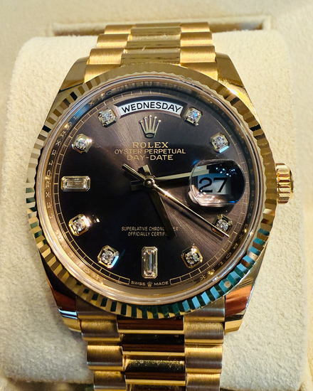 2022 Rolex Day-Date 36MM Rhodium Dial Yellow Gold President Bracelet (128238)