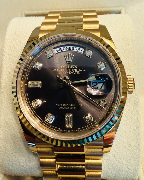 2022 Rolex Day-Date 36MM Rhodium Dial Yellow Gold President Bracelet (128238)