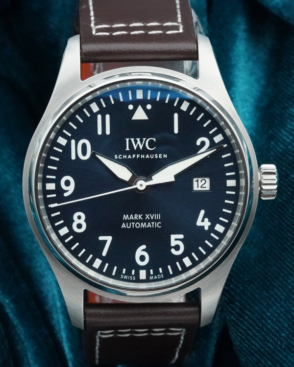 No Reserve - 2021 IWC Schaffhausen Pilot Mark XVIII “Le Petit Prince” 40MM Blue Dial Leather Strap (IW327010)