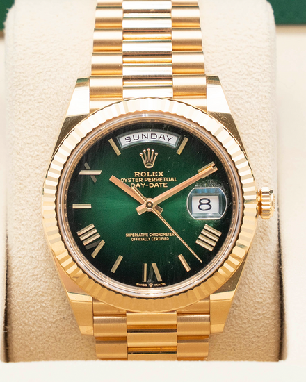 Rolex Day-Date 40MM Green "Ombré" Dial Yellow Gold President Bracelet (228238)