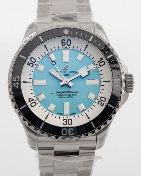 本日撤退セールBreitling デジタルアナログ腕時計　訳あり　稼動品 2026 Breitling Superocean 44MM Turquoise Dial Steel Bracelet