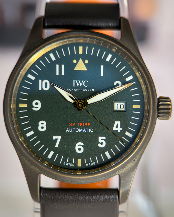 2022 IWC Schaffhausen Pilot Spitfire Bronze 39MM Green Dial Leather Strap (IW326802)
