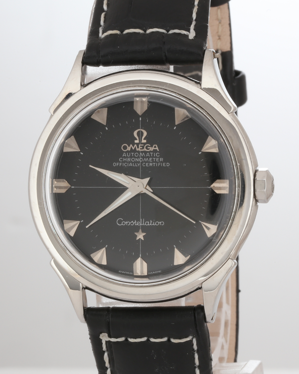 No Reserve - Omega Constellation 35MM Black Dial Aftermarket Leather Strap (2852.2853)
