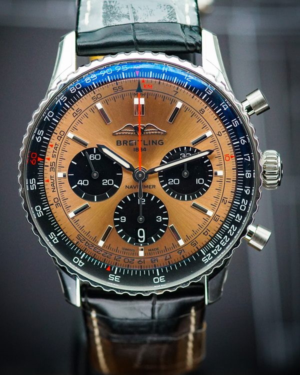 No Reserve - Breitling Navitimer B01 Chronograph 43MM Copper Dial Leather Strap (AB0138241K1P1)