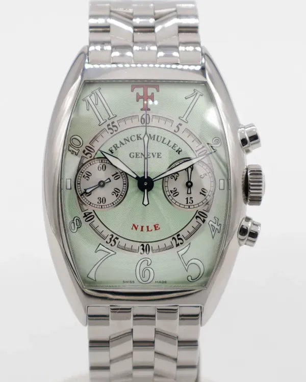 Franck Muller Casablanca Chronograph 39 MM Sunset Nile Theo Fennell Green Dial Steel Bracelet (8880CC)