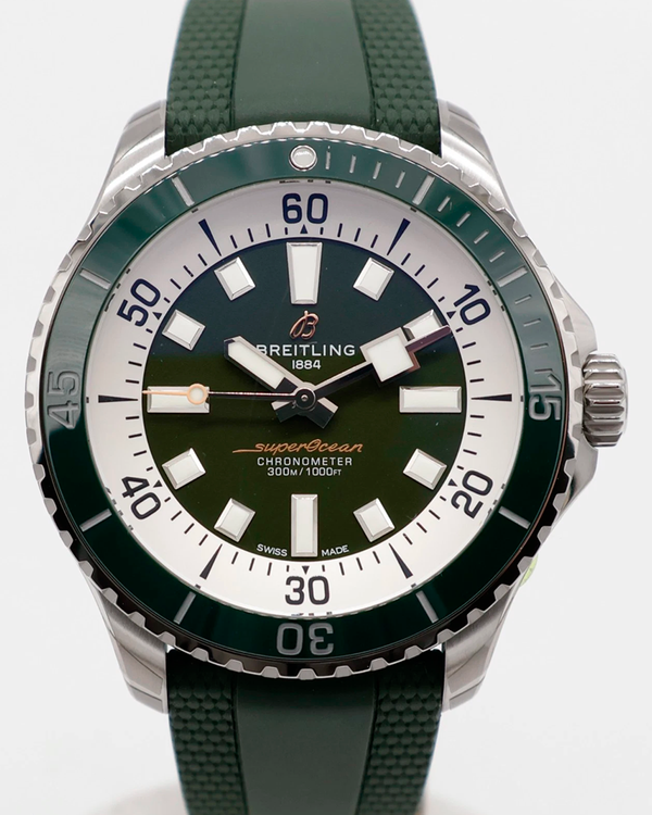 2026 Breitling Superocean 44MM Green Dial Rubber Strap (A17376A31L1S1)