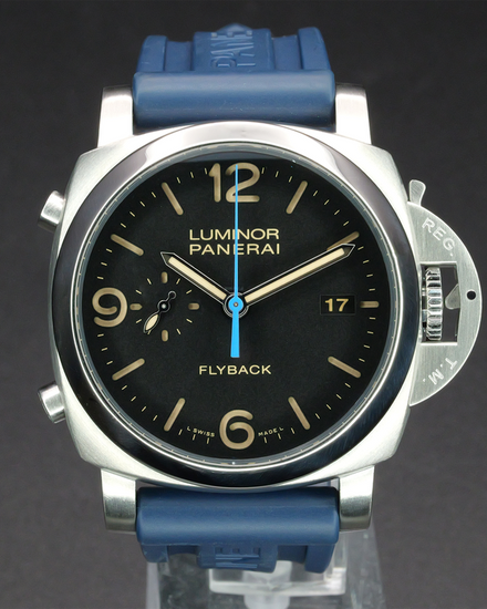 Panerai Luminor 1950 3 Days Chrono Flyback 44MM Black Dial Rubber Strap (PAM00524)
