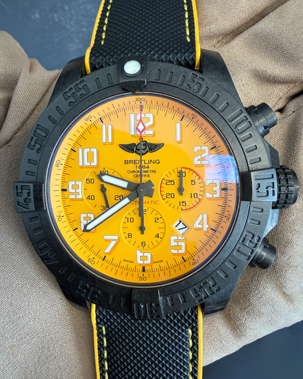 Breitling Avenger Hurricane 50MM Yellow Dial Aftermarket Rubber Strap (XB0170)