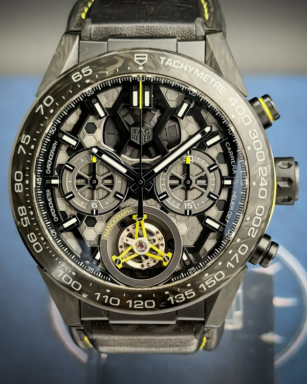 Tag Heuer Carrera 02T Tourbillon Nanograph L.E. 45MM Skeleton Dial Leather Strap (CAR5A8K.FT6172)