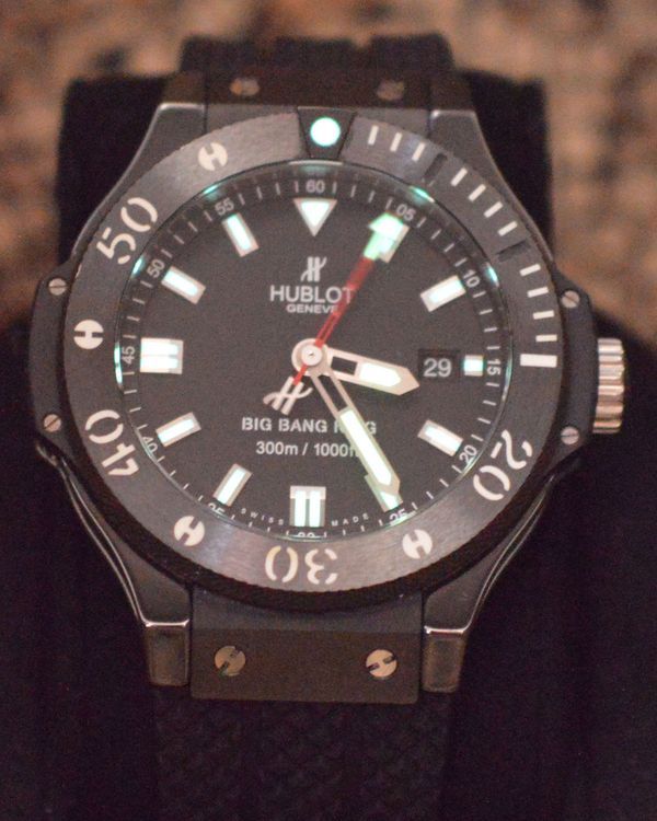 2014 Hublot Big Bang King "Black Magic" 44MM Black Dial Leather Strap (312.CM.1120.RX)