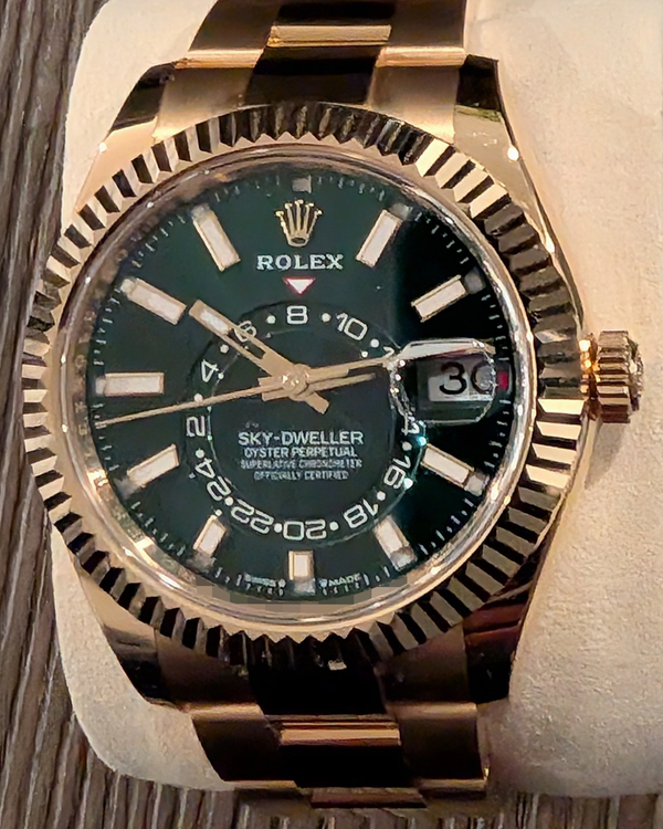 2026 Rolex Sky-Dweller 42MM Green Dial Yellow Gold Oyster Bracelet (336938)