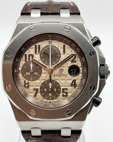 2017 Audemars Piguet Royal Oak Offshore "Safari" 42MM Ivory Dial Leather Strap (26470ST.OO.A801CR.01)