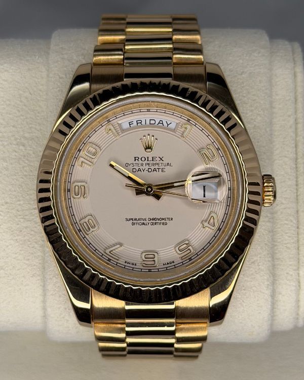 Rolex Day-Date II 41MM Ivory Dial Yellow Gold President Bracelet (218238)