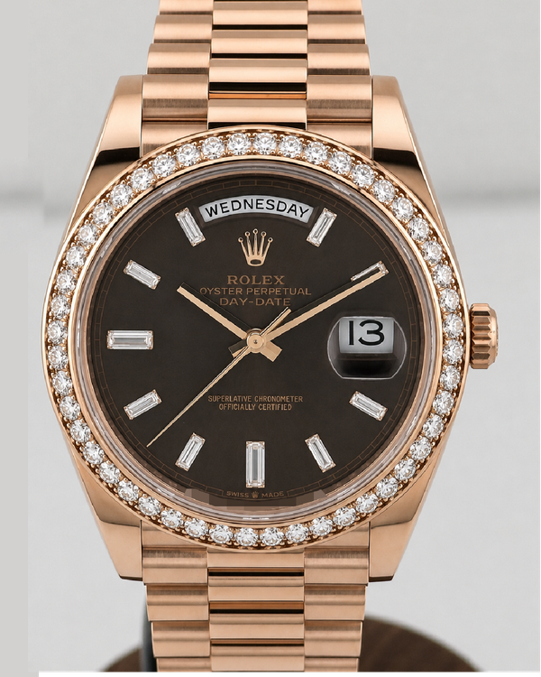 2019 Rolex Day-Date 40MM Chocolate Dial Rose Gold Bracelet (228345RBR)