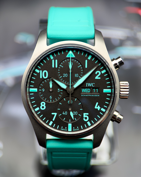 2022 IWC Schaffhausen Pilot Chronograph "Mercedes AMG Petronas F1" 41MM Black Dial Leather Strap (IW388108)