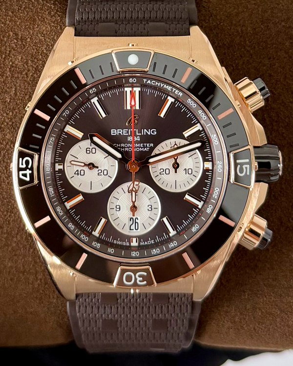 2024 Breitling Super Chronomat 44MM Chocolate Dial Rubber Strap (RB0136E31Q1S1)
