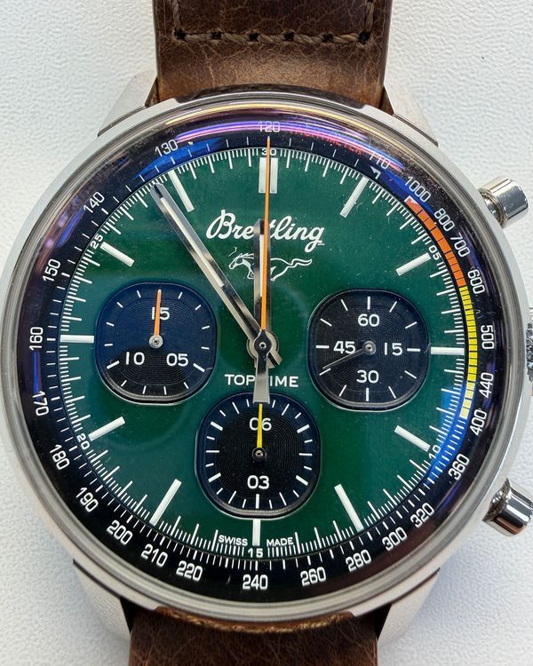 2023 Breitling Top Time Ford Mustang 42MM Green Dial Leather Strap (A25310)