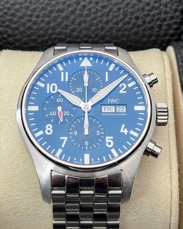 IWC Schaffhausen Pilot Chronograph "Le Petit Prince" 43MM Blue Dial Steel Bracelet (IW377717)