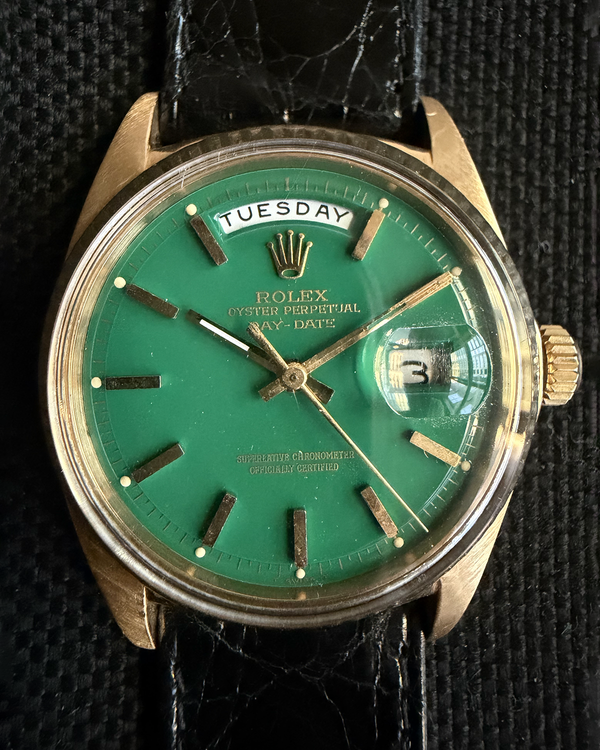 1971 Rolex Day-Date 36 MM Aftermarket Green Dial Leather Strap (1803)