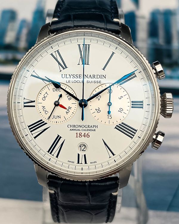 2025 Ulysse Nardin Marine Torpilleur Annual Chronograph "175th Anniversary" L.E. 44MM White Dial Leather Strap (1533-320LE-0A-175/1B)