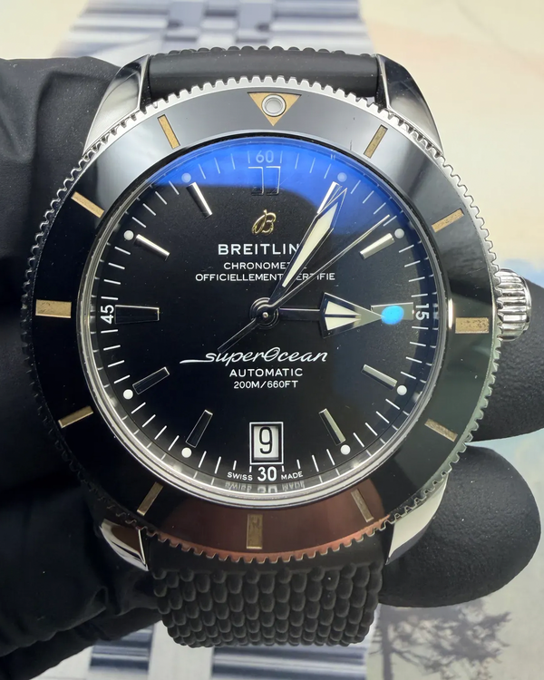 No Reserve - 2019 Breitling Superocean Heritage II 42MM Black Dial Rubber Strap (AB2010121B1S1)