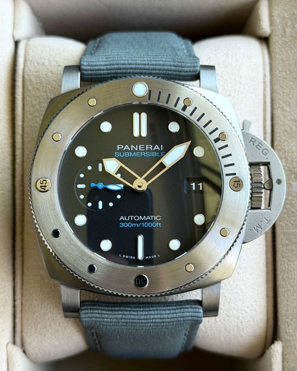 2025 Panerai Submersible 47MM Black Dial Aftermarket Textile Strap (PAM02305)