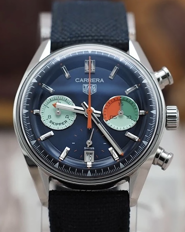 2025 Tag Heuer Carrera Chronograph "Skipper" 39MM Blue Dial Textile Strap (CBS2213.FN6002)