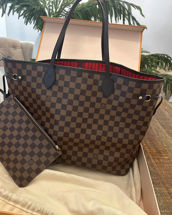 Louis Vuitton Neverfull GM NM Ebene 21.7 x 12.6 x 7.5IN Leather Steel Hardware Leather Strap (SD4157)