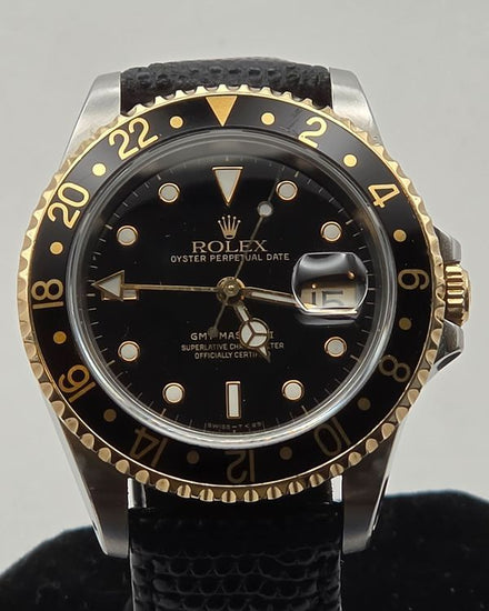 1991 Rolex GMT-Master II 40MM Black Dial Two-Tone Aftermarket Strap (16713)