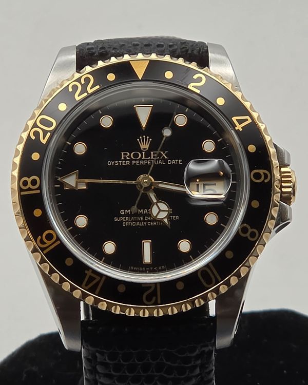 1991 Rolex GMT-Master II 40MM Black Dial Two-Tone Aftermarket Strap (16713)