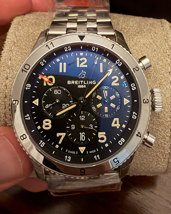 2026 Breitling Super Avi B04 Chronograph GMT P-51 Mustang 46MM Blue Dial Steel Bracelet (AB04453A1B1A1)