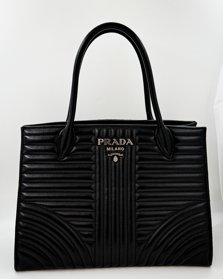 Prada Diagramme 12.15 x 6 x 8.5IN Quilted Leather Silver-Tone Hardware Leather Strap (1BA165)